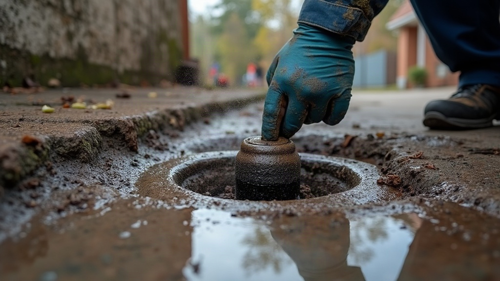 Drain cleaning service in progress